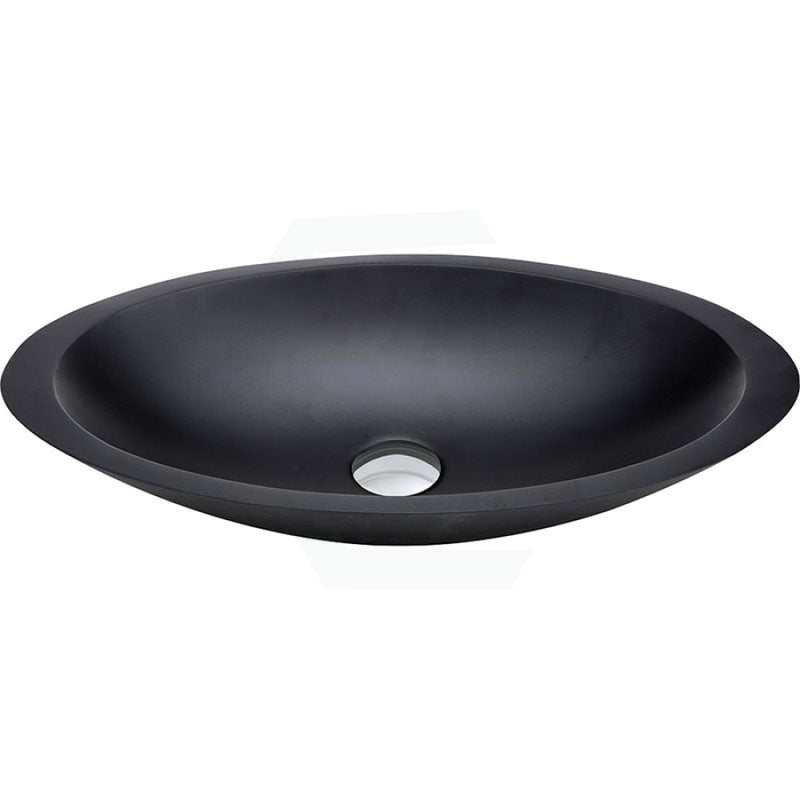 Fienza 600x350x105mm Bahama Matt Black Cast Stone Above Counter Basin