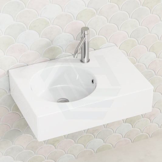 Fienza 600X425X150Mm Reba Rectangle Gloss White Wall Hung Ceramic Left / Right Bowl Basin Basins