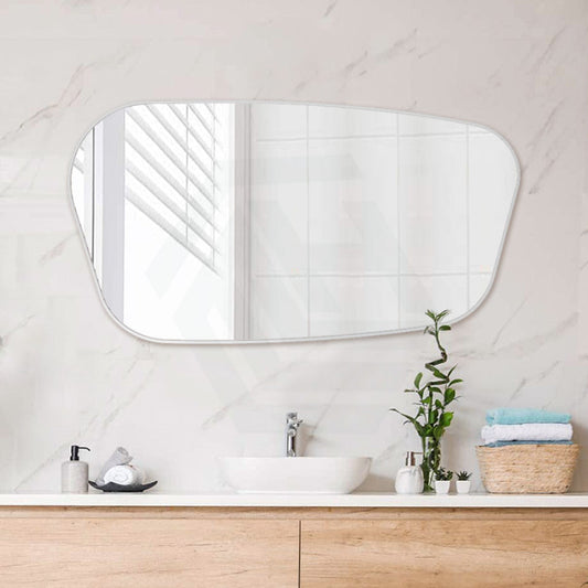 Fienza 650/1200Mm Capriccio Matt White Asymmetrical Special Shape Framed Wall Mirror Mirrors