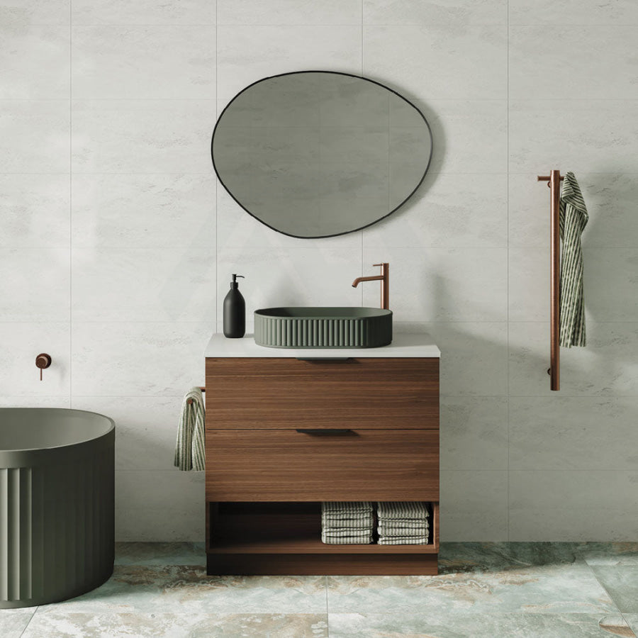 Fienza 700/900/1200Mm Pebble Matt Black Asymmetrical Special Shape Framed Wall Mirror Mirrors