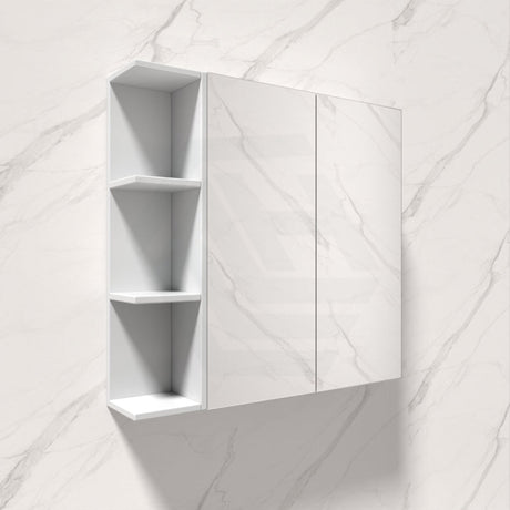 Fienza 750/900/1050/135Mm Pencil Edge Gloss White Mdf Board Mirror Shaving Cabinet 1 Side Shelf