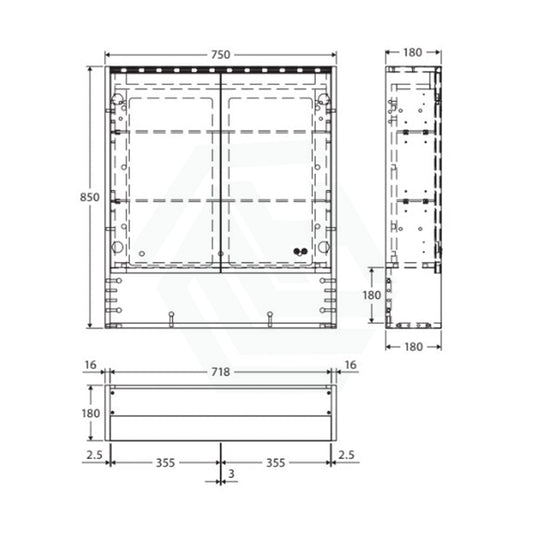 Fienza 750/900/1200Mm Led Pencil Edge Mirror Cabinet With Display Shelf Gloss White 750Mm Shaving