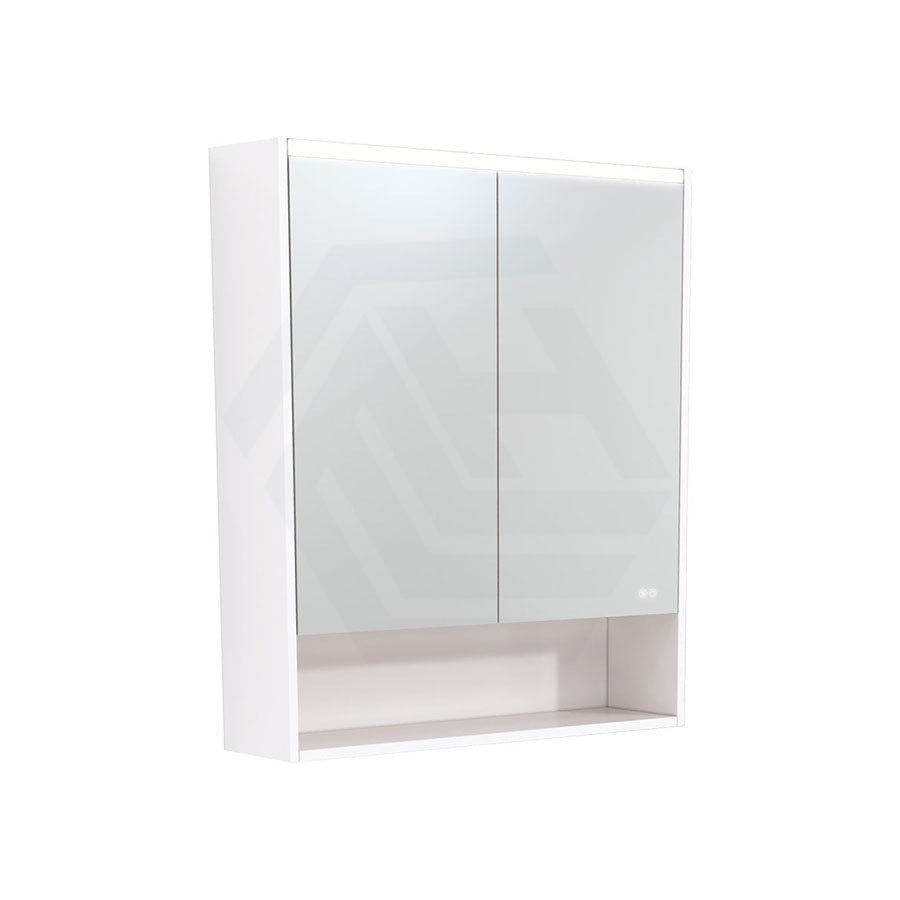 Fienza 750/900/1200Mm Led Pencil Edge Mirror Cabinet With Display Shelf Gloss White Shaving Cabinets