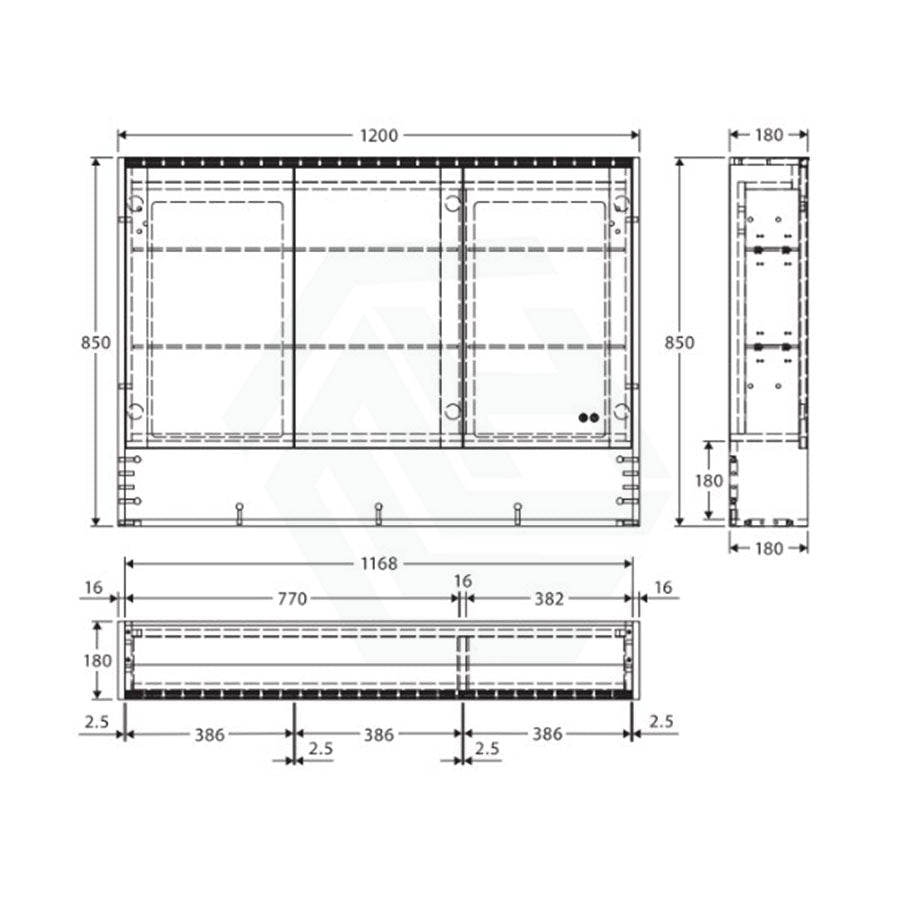 Fienza 750/900/1200Mm Led Pencil Edge Mirror Cabinet With Display Shelf Gloss White 1200Mm Shaving