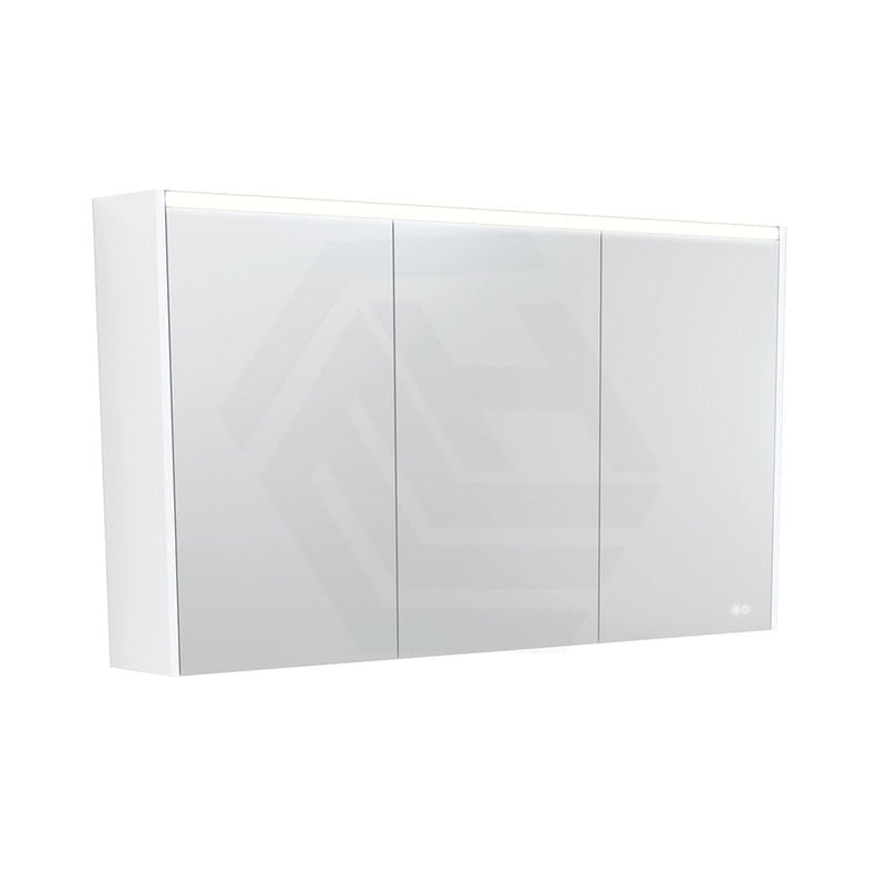 Fienza 750/900/1200Mm Led Pencil Edge Mirror Cabinet With Satin White Side Panels Shaving Cabinets