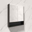 Fienza 750/900/1200Mm Led Pencil Edge Satin Black Mirror Cabinet With Display Shelf Shaving Cabinets