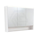 Fienza 750/900/1200Mm Led Pencil Edge Satin White Mirror Cabinet With Display Shelf Shaving Cabinets