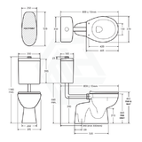 Fienza 800x370x1100mm Stella Care  Adjustable Link Toilet Suite