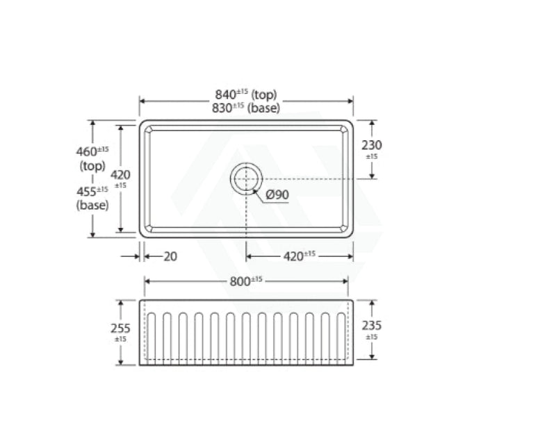 840X460X255Mm Olivia Single Kitchen Butler Sink Sinks