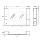 600/750/900/1200Mm Pencil Edge Gloss White Mdf Board Mirror Shaving Cabinet 2 Side Shelves Cabinets