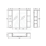 600/750/900/1200mm Pencil Edge Gloss White MDF board Mirror Shaving Cabinet 2 Side Shelves