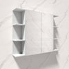 Fienza 900/1050/1200/1350Mm Pencil Edge Gloss White Mdf Board Mirror Shaving Cabinet 2 Side Shelves