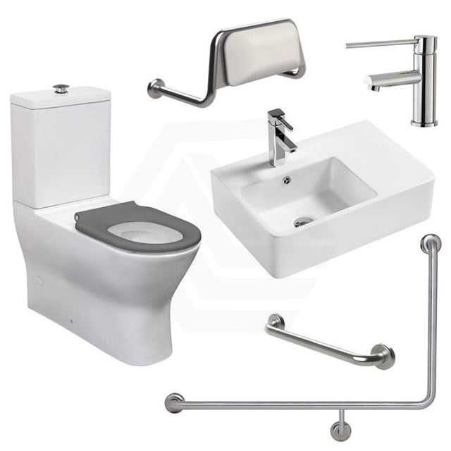 Fienza Accessible Delta Toilet Care Kit With Left-Hand 90 Degree Grab Rail Basin Special Needs