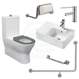 Fienza Accessible Delta Toilet Care Kit With Left-Hand 90 Degree Grab Rail Right-Hand Basin Special