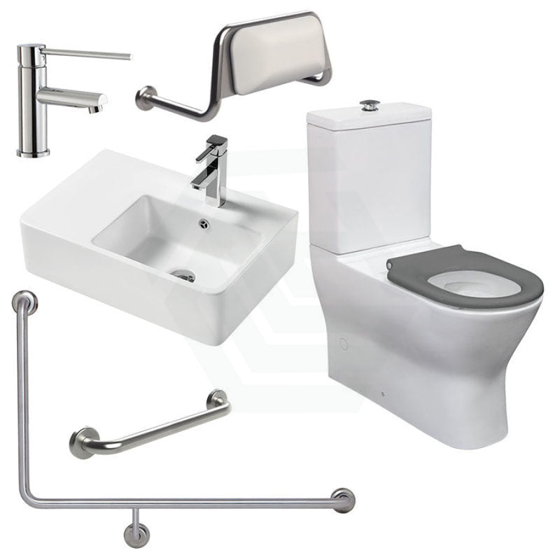 Fienza Accessible Delta Toilet Care Kit with Right-Hand 90 Degree Grab Rail