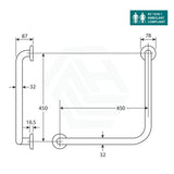 Fienza Ambulant Toilet Suite Care Kit With 90 Degree Grab Rails Special Needs