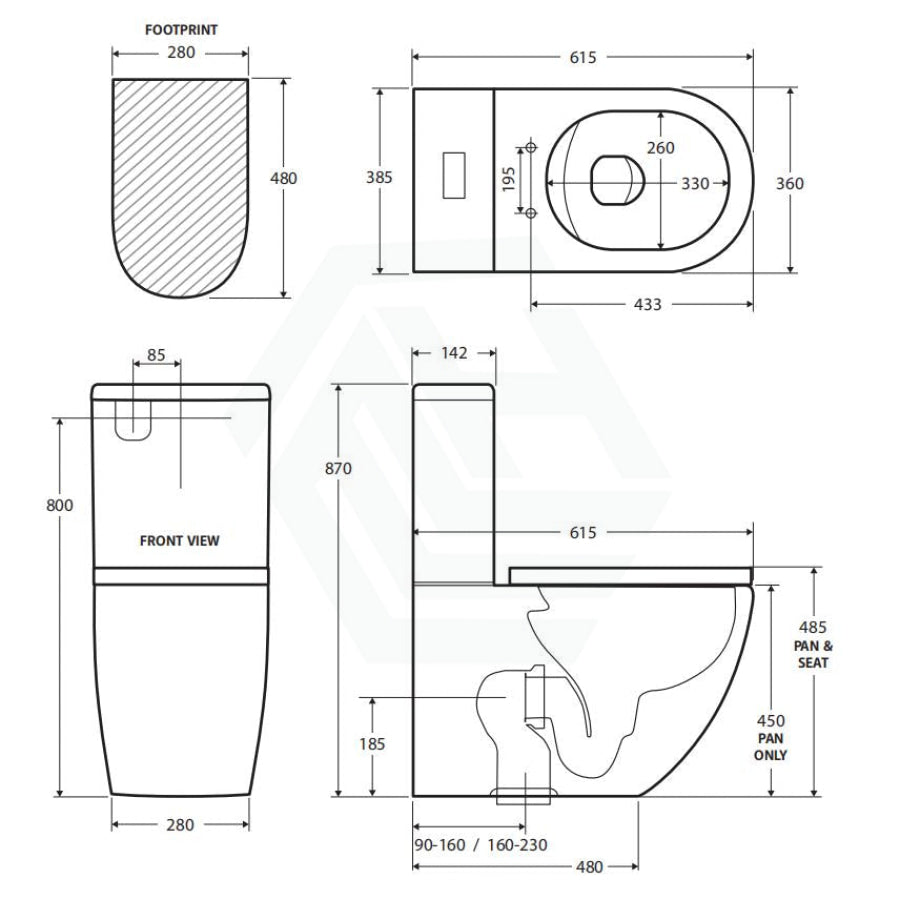 Fienza Ambulant Toilet Suite Care Kit With 90 Degree Grab Rails Special Needs