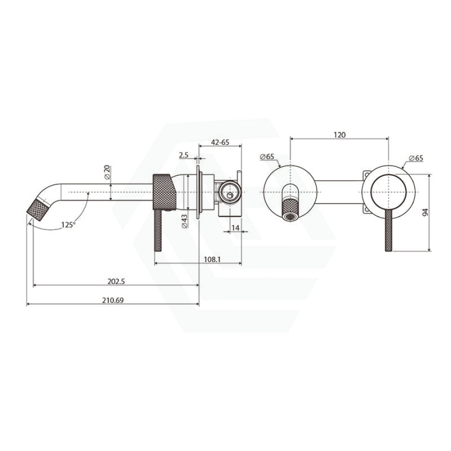 Fienza Axle Chrome Wall Basin Bath Mixer Set Small Round Plates 200Mm Bath/Basin Tap Sets