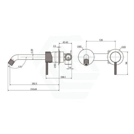 Fienza Axle Chrome Wall Basin Bath Mixer Set Small Round Plates 200Mm Bath/Basin Tap Sets