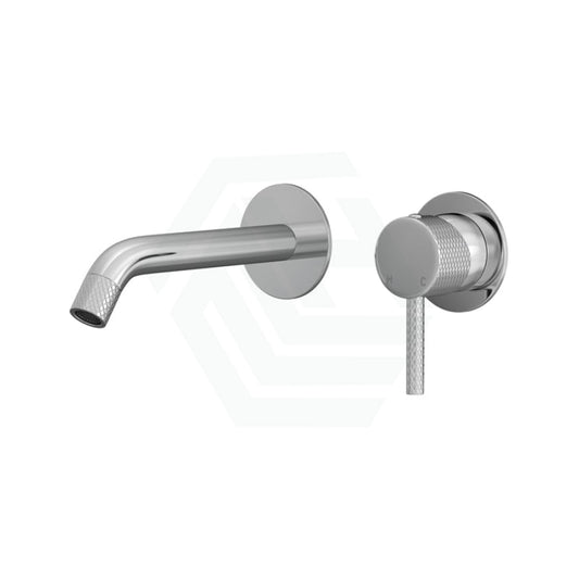 Fienza Axle 160/200Mm Chrome Wall Basin Bath Mixer Set Small Round Plates Bath/Basin Tap Sets