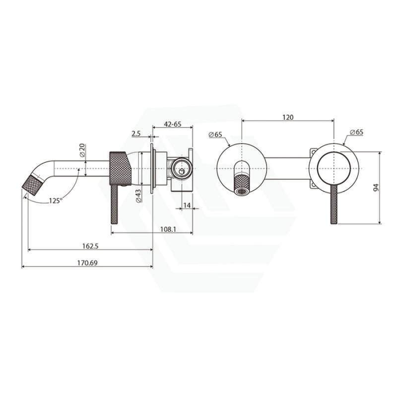 Fienza Axle Matt Black Wall Basin Bath Mixer Set Small Round Plates 160Mm Bath/Basin Tap Sets