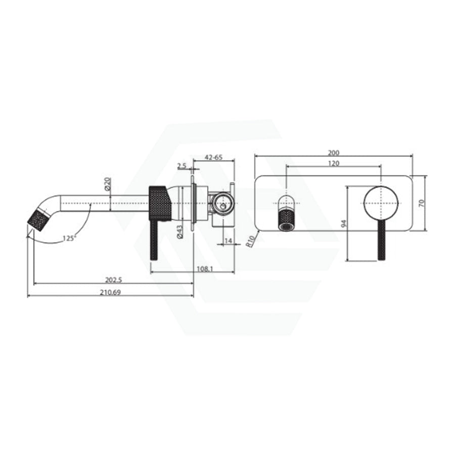 Fienza Axle 160/200Mm Outlet Chrome Basin/Bath Wall Mixer Dress Kit Only Soft Square Plate 200Mm