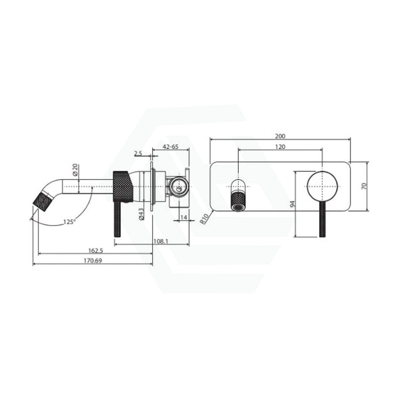 Fienza Axle 160/200Mm Outlet Matte Black Basin/Bath Wall Mixer Dress Kit Only Soft Square Plate