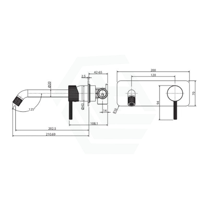 Fienza Axle 160/200Mm Outlet Matte Black Basin/Bath Wall Mixer Dress Kit Only Soft Square Plate