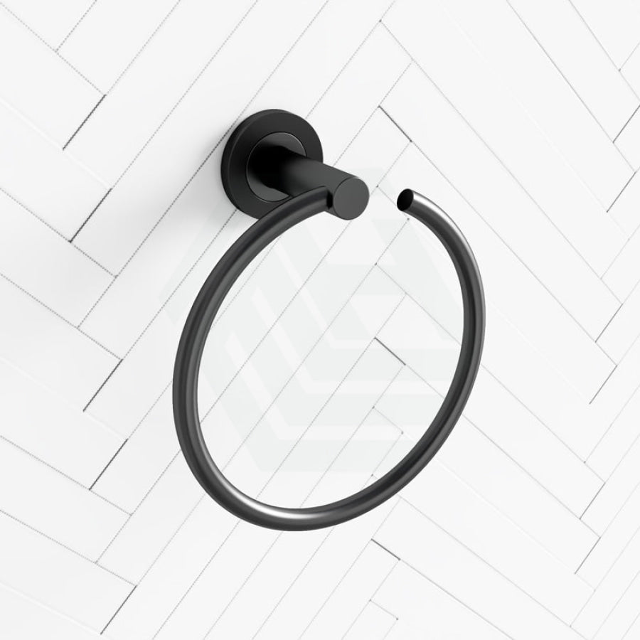 Fienza Axle Hand Towel Ring Matte Black Holders