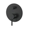 Fienza Axle Matt Black Wall Diverter Mixer Large Round Plate