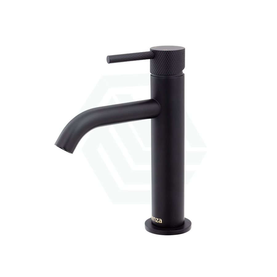 Fienza Axle Solid Brass Basin Mixer Matt Black Short Mixers