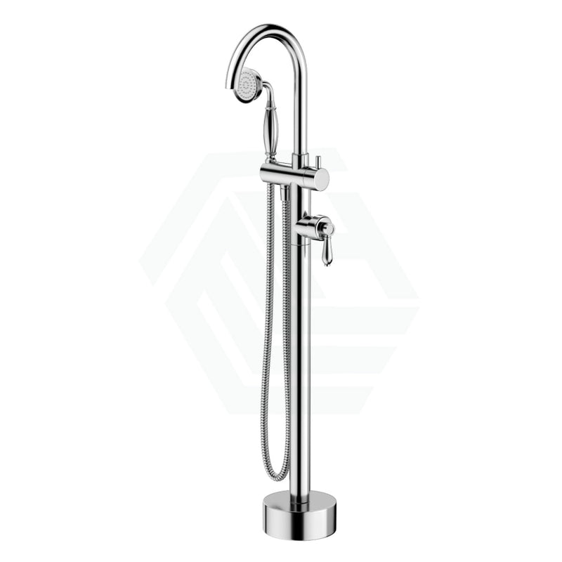 Fienza Eleanor Floor Mixer & Shower Chrome / Round Mounted Bath Mixers