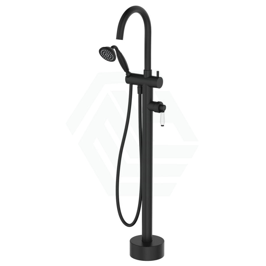 Eleanor Floor Mixer & Shower, Matte Black / Ceramic