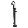 Fienza Eleanor Floor Mixer & Shower Matt Black / Ceramic Round Mounted Bath Mixers