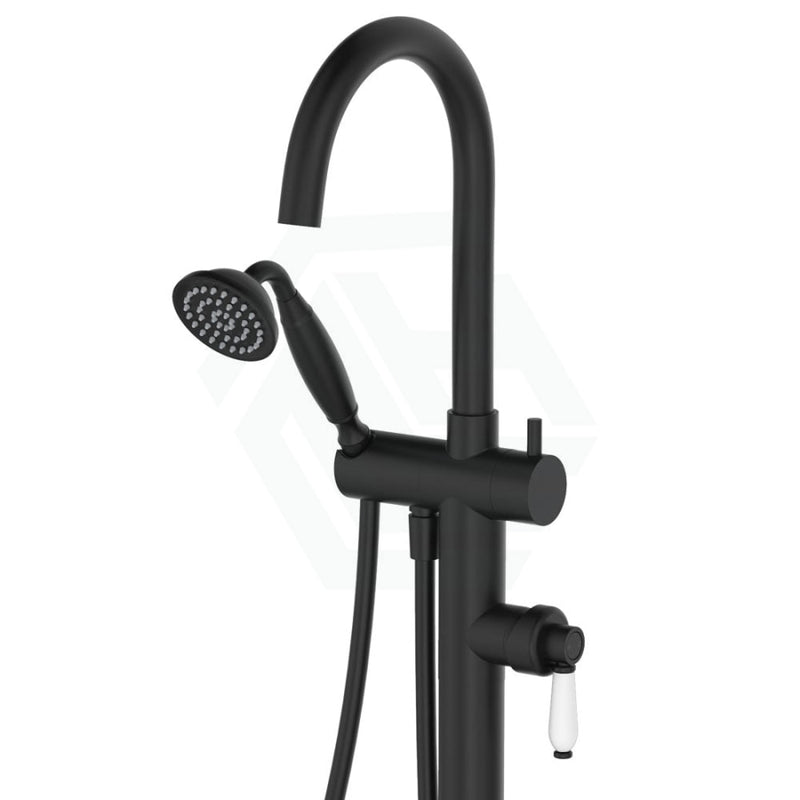 Fienza Eleanor Floor Mixer & Shower Matt Black / Ceramic