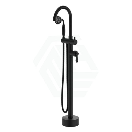 Fienza Eleanor Floor Mixer & Shower Matt Black / Round Mounted Bath Mixers