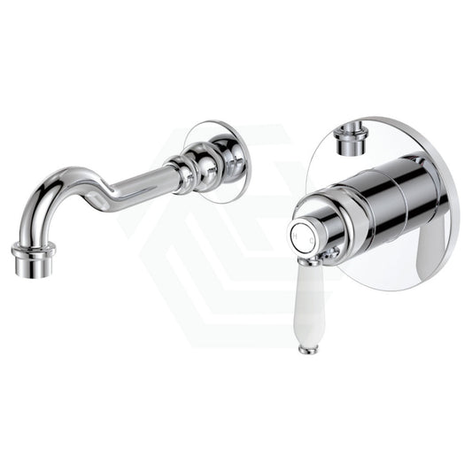 Eleanor Wall Basin/Bath Mixer Set, Chrome / Ceramic