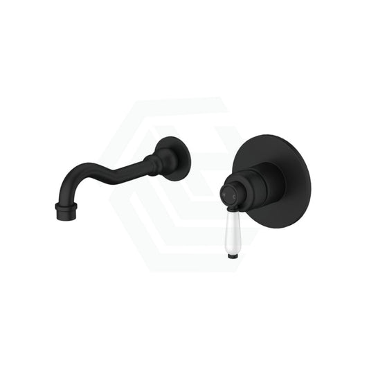 Fienza Eleanor Wall Basin/Bath Mixer Set Matt Black / Ceramic Bath/Basin Tap Sets