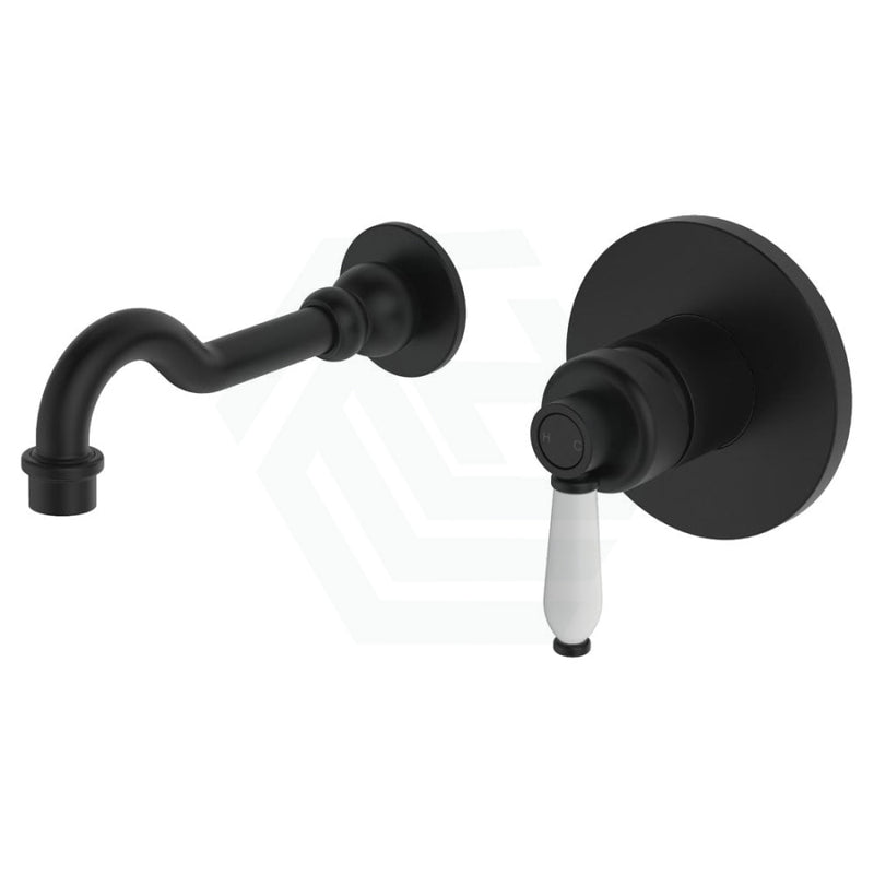 Eleanor Wall Mixer Tap Set Matt Black / Ceramic