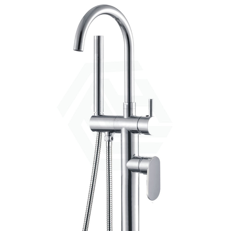 Fienza Empire Floor Standing Mixer & Shower Chrome Round Mounted Bath Mixers