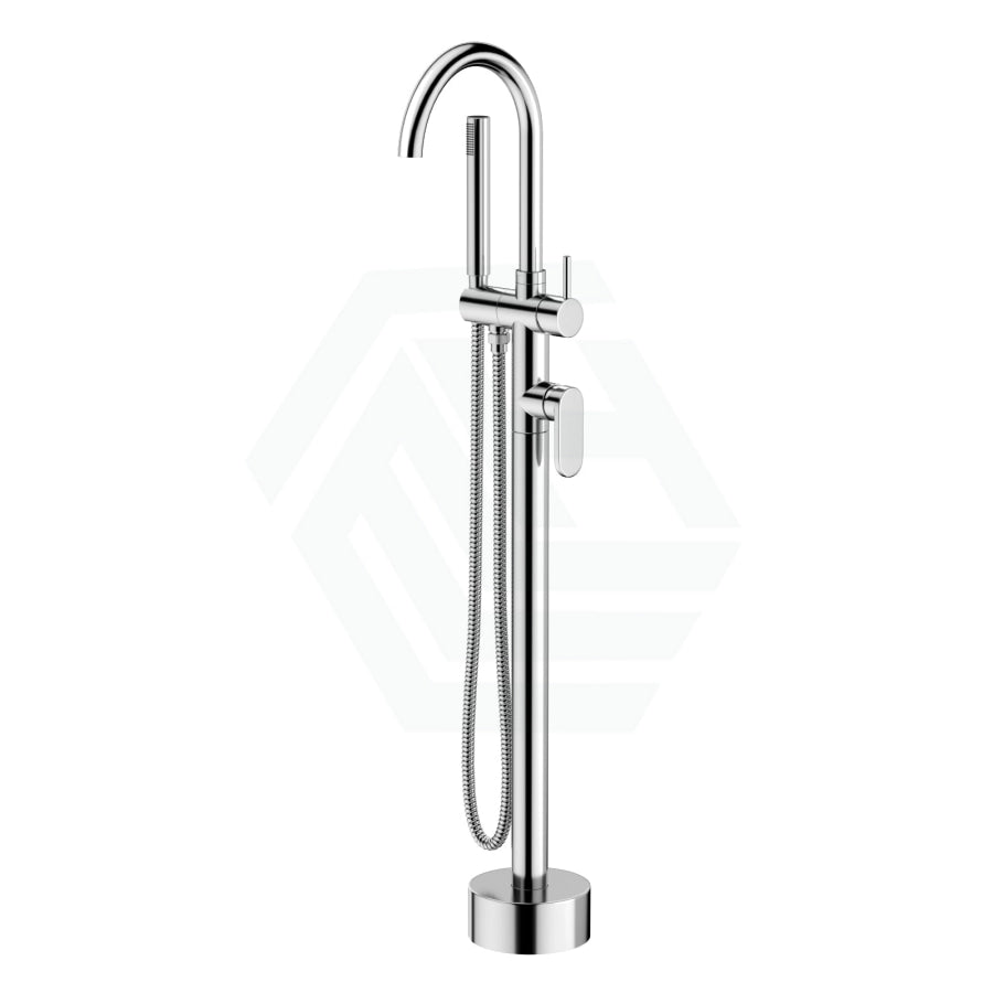 Fienza Empire Floor Standing Mixer & Shower Chrome Round Mounted Bath Mixers