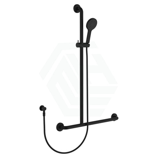 Fienza Hustle Care Matt Black Inverted T Rail Shower Left/Right Hand Left With Handheld