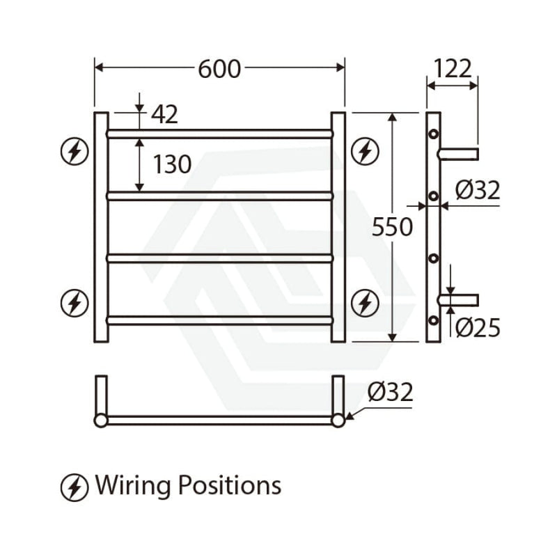 Fienza Isabella Chrome Heated Towel Rail 600 X 1200Mm 9 Bars Rails