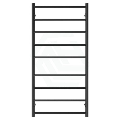 Fienza Isabella Matte Black Heated Towel Rail 600 X 1200Mm 9 Bars Rails