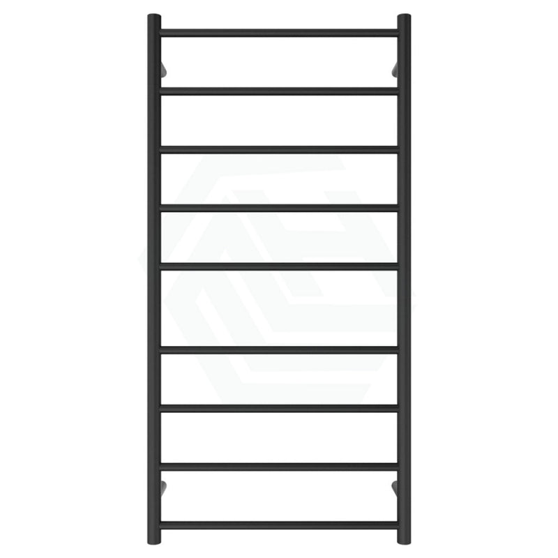 Fienza Isabella Matte Black Heated Towel Rail 600 X 1200Mm 9 Bars Rails