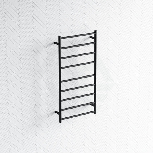 Fienza Isabella Matte Black Heated Towel Rail 600 X 1200Mm 9 Bars Rails