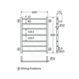 Fienza Isabella Matte Black Heated Towel Rail 7/8/9 Bars Rails