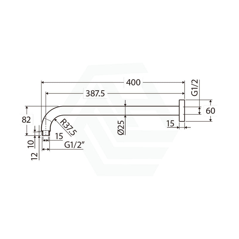 Fienza Kaya 400Mm Round Matt Black Shower Arm Arms