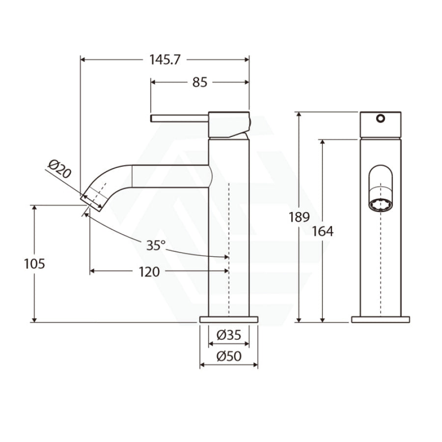 Fienza Kaya Chrome Basin Mixer Curved Outlet Short Mixers