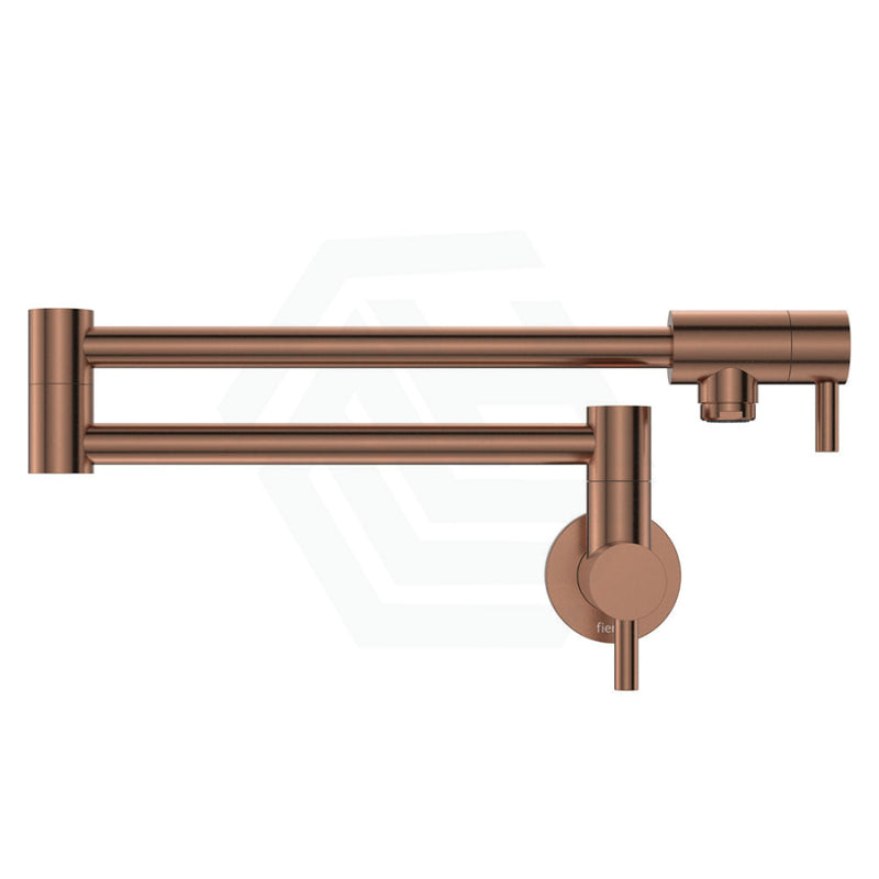 Fienza Kaya Brushed Copper Extendable Arm Kitchen Pot Filler Mixer Cold Water Only Swivel Sink